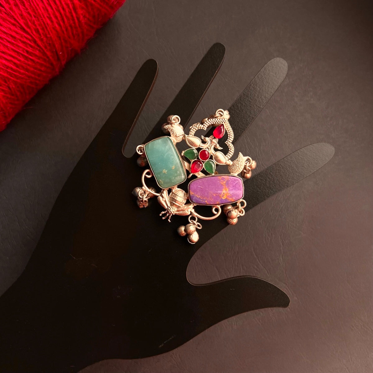 RITU PREMIUM HANDMADE NATURAL STONES SILVER POLISH RING R62