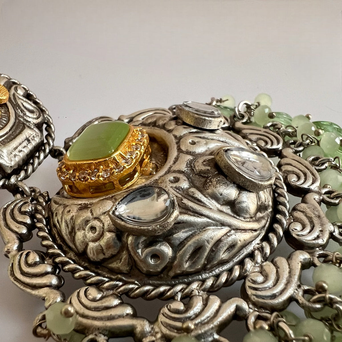 ANISE SILVER LOOK ALIKE DUAL-TONED SILVER POLISH HANDMADE DANGLERS ER564