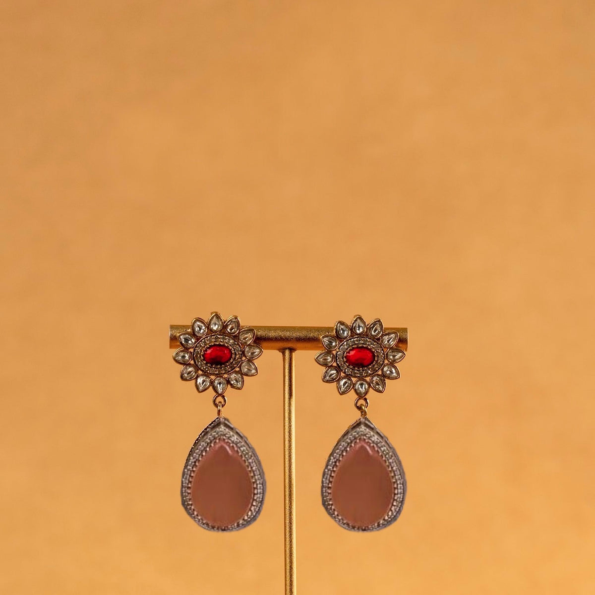 MITTARA SEMI HANDMADE MONALISA STONES NECKPIECE/NECKLACE EARRINGS NL317