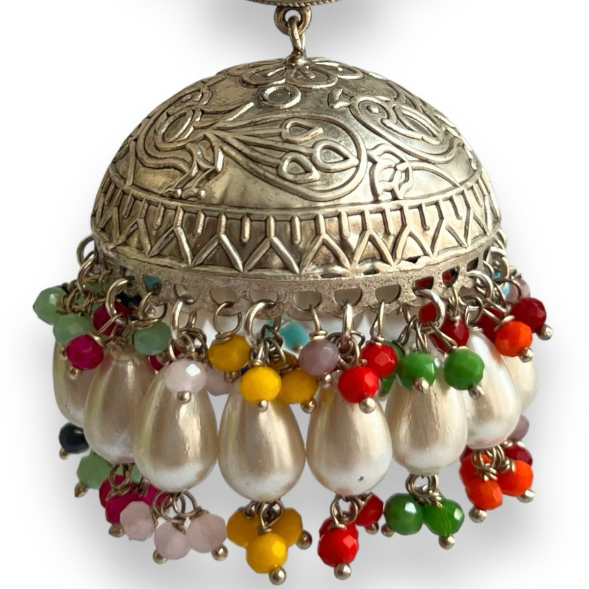 MASANI SILVER LOOK ALIKE DUAL-TONED SILVER POLISH HANDMADE JHUMKA ER573