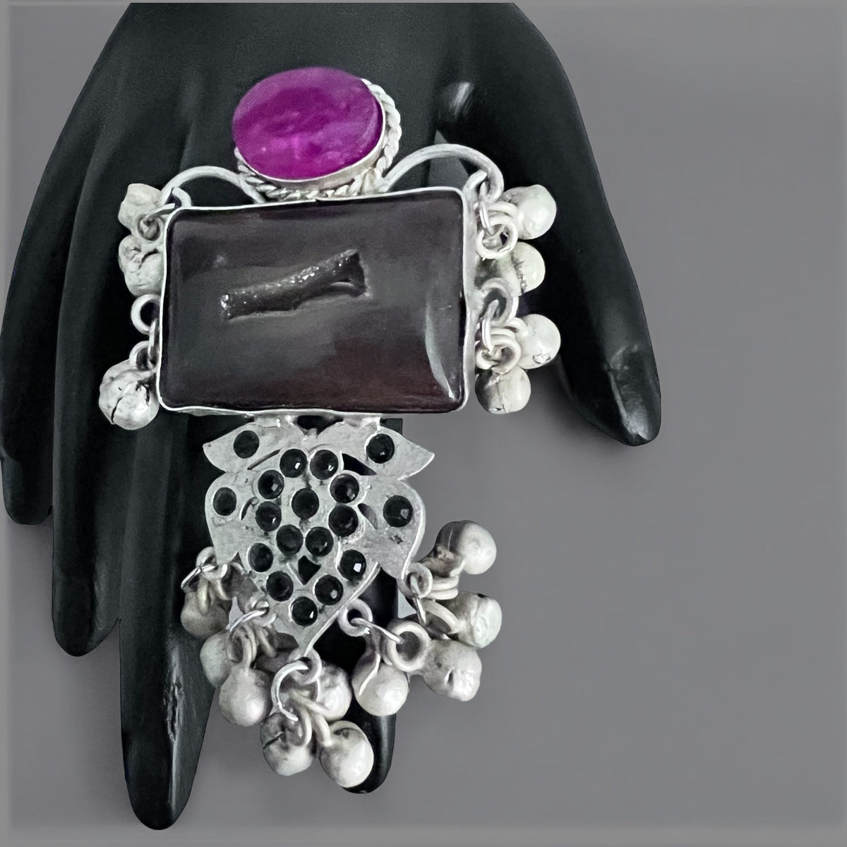 QWERTY PREMIUM HANDMADE NATURAL STONES SILVER POLISH RING R59 DESIGN 1