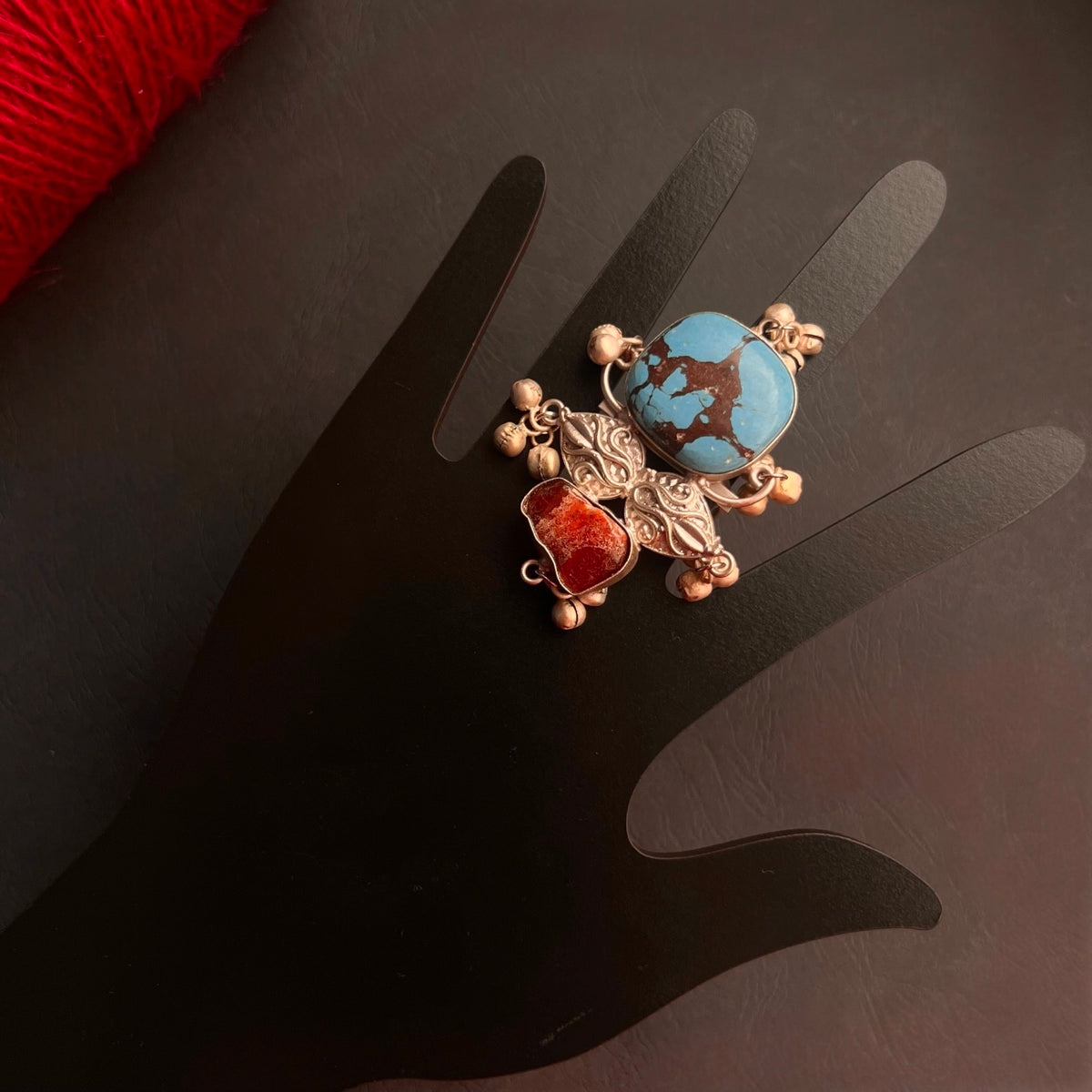 SUNAYA PREMIUM HANDMADE NATURAL STONES SILVER POLISH RING R55