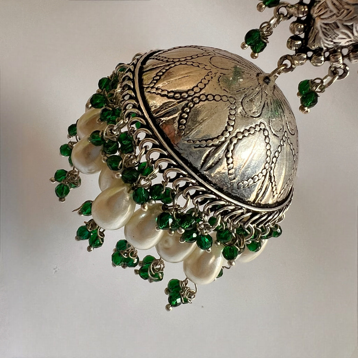 JONIDA SILVER LOOK ALIKE HANDMADE JHUMKAS ER578