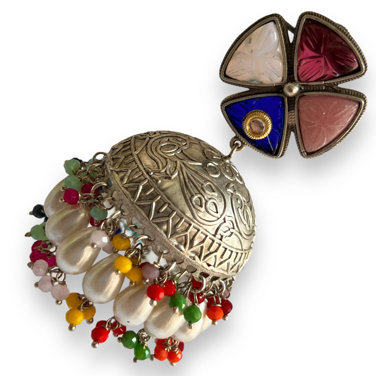 MASANI SILVER LOOK ALIKE DUAL-TONED SILVER POLISH HANDMADE JHUMKA ER573