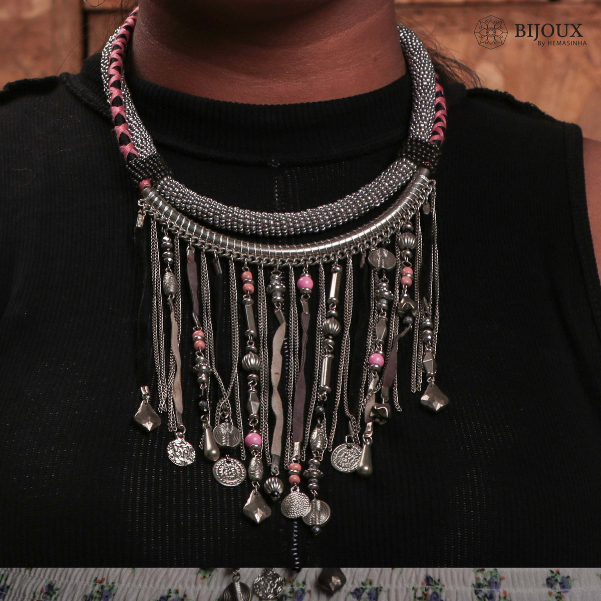 MULTI FABRIC AND BEADS HANDMADE AND HANDSTICHED NECKLACE/CHOKERS FROM NL149-NL163