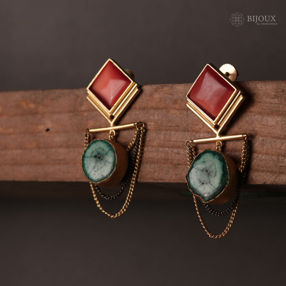 DIA RING MONALISA & DRUZY TREASURE HANDMADE AND HAMD HAMMERED EARRINGS ER77