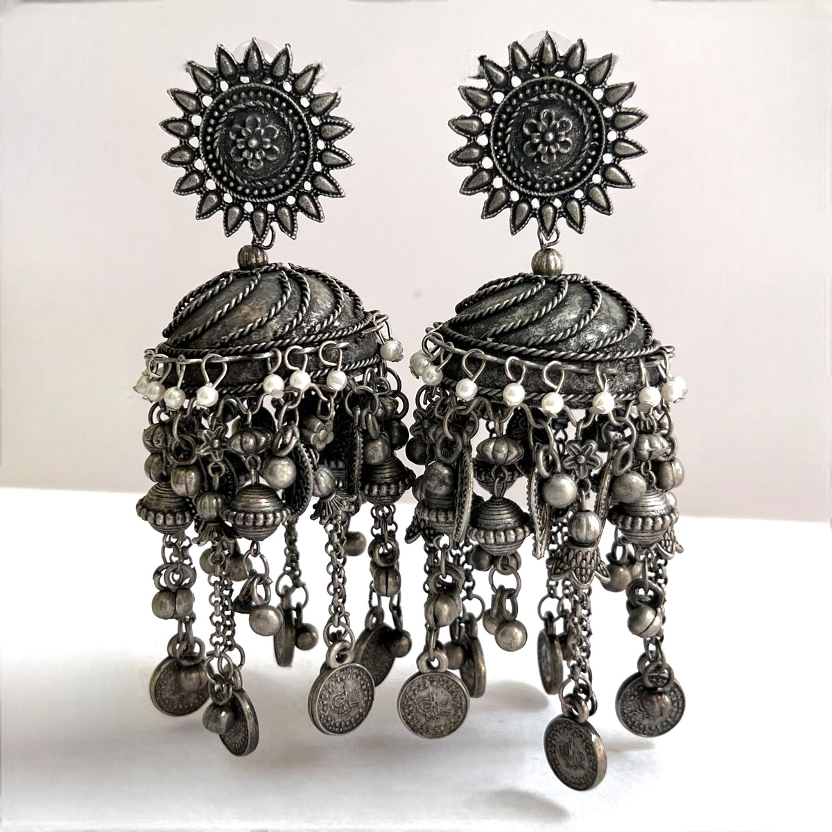 SHENBAGA AFGHANI RAW AND RUSTIC AND VINTAGE JUMBO JHUMKAS AF31