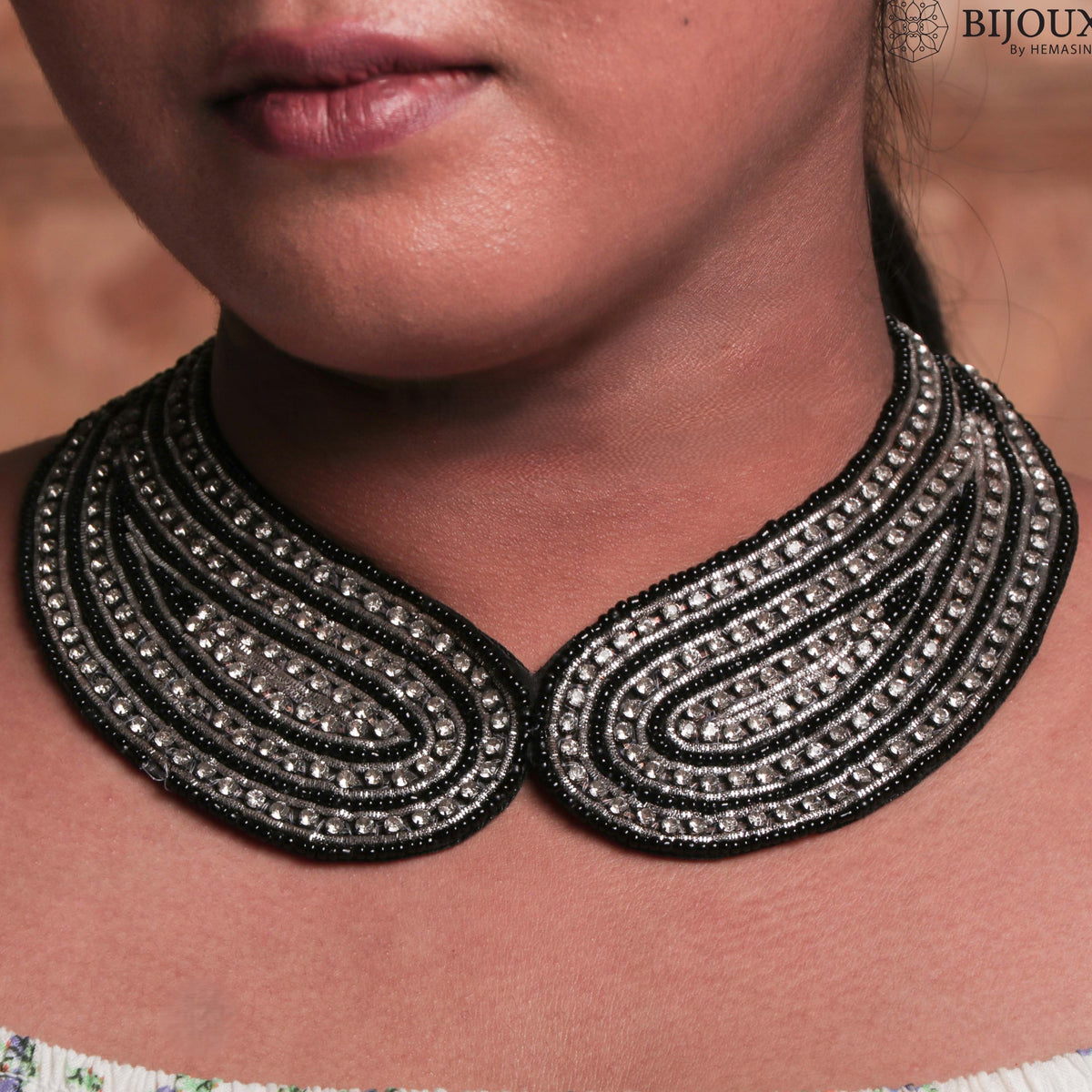 MULTI FABRIC AND BEADS HANDMADE AND HANDSTICHED NECKLACE/CHOKERS FROM NL149-NL163