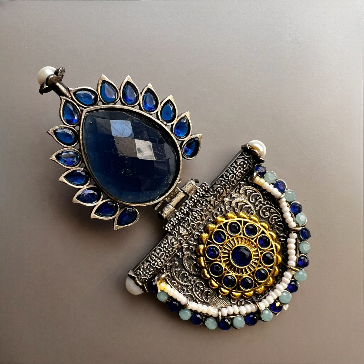 REETA SILVER LOOK ALIKE SEMI-HANDMADE EARRINGS ER217