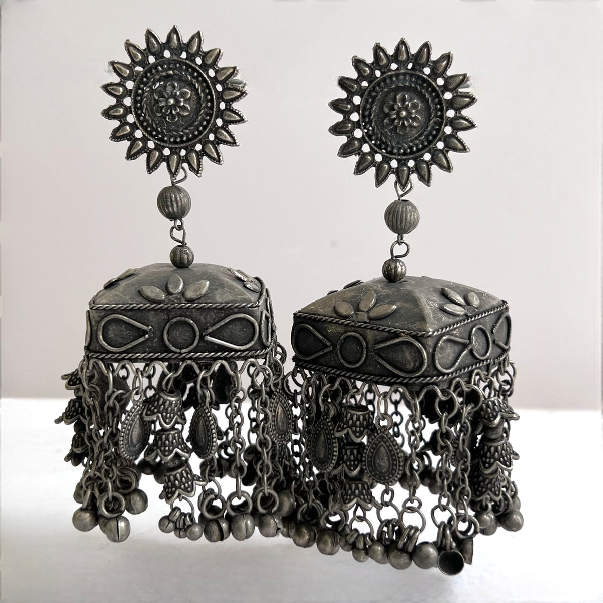 INIYA AFGHANI RAW AND RUSTIC AND VINTAGE JUMBO JHUMKAS AF28