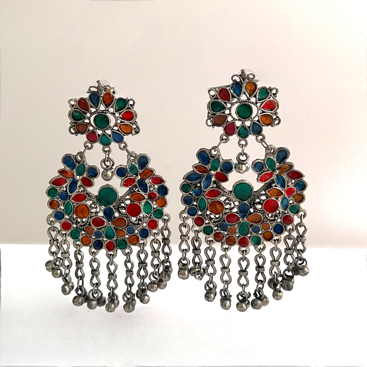 FARAH AFGHANI MEENA RAW AND RUSTIC AND VINTAGE LONG EARRING AF50