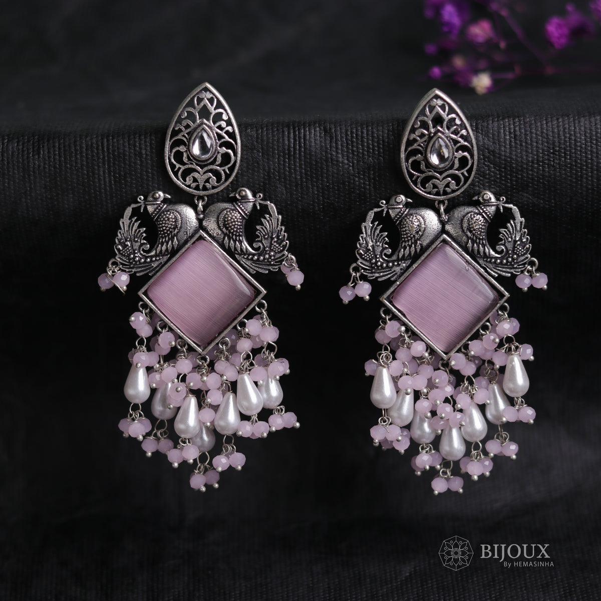 AURORA SEMI-HANDMADE MONALISA STONE  EARRINGS ER51