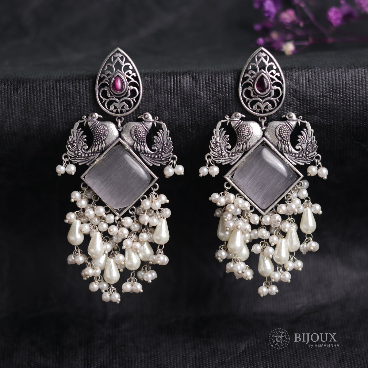 AURORA SEMI-HANDMADE MONALISA STONE  EARRINGS ER51