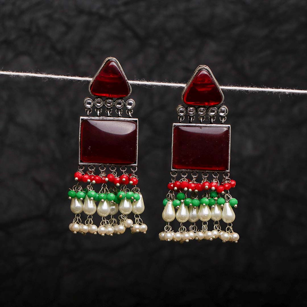 GEO TRIC TRIANGLE SEMI HANDMADE 0XIDIZED EARRINGS ER138