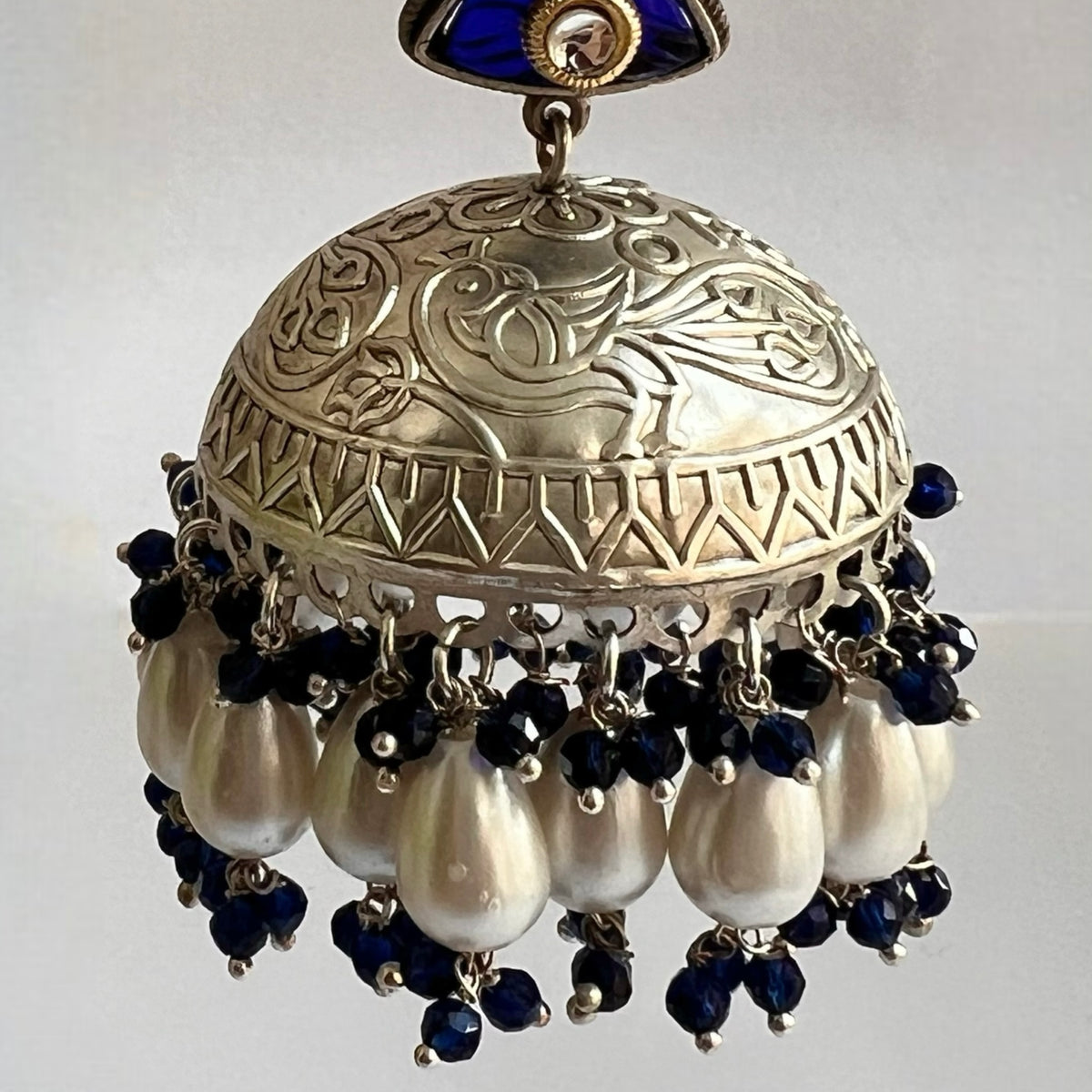 MASANI SILVER LOOK ALIKE DUAL-TONED SILVER POLISH HANDMADE JHUMKA ER573