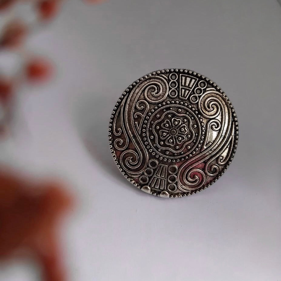 SHINARA OXIDIZED FINISH STONE RING R92