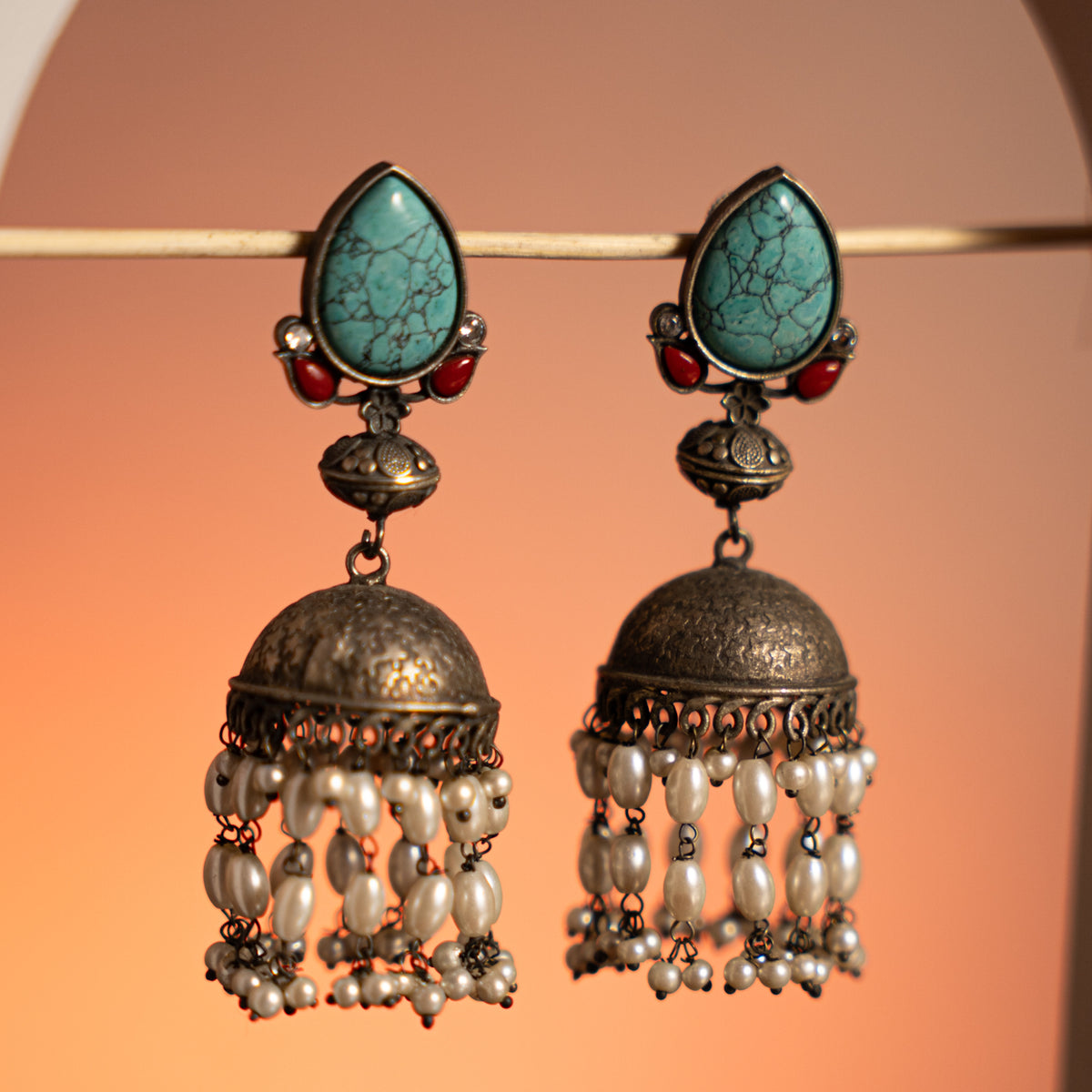 AARADHYA HANDMADE RAW AND RUSTIC EARRINGS/JHUMKAS STUDS ER726