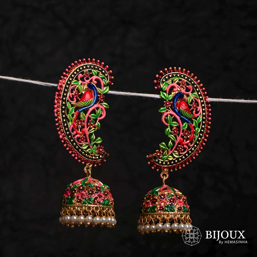 HITA GOLD TONE SEMI HANDMADE EARRINGS/JHUMKAS ER604