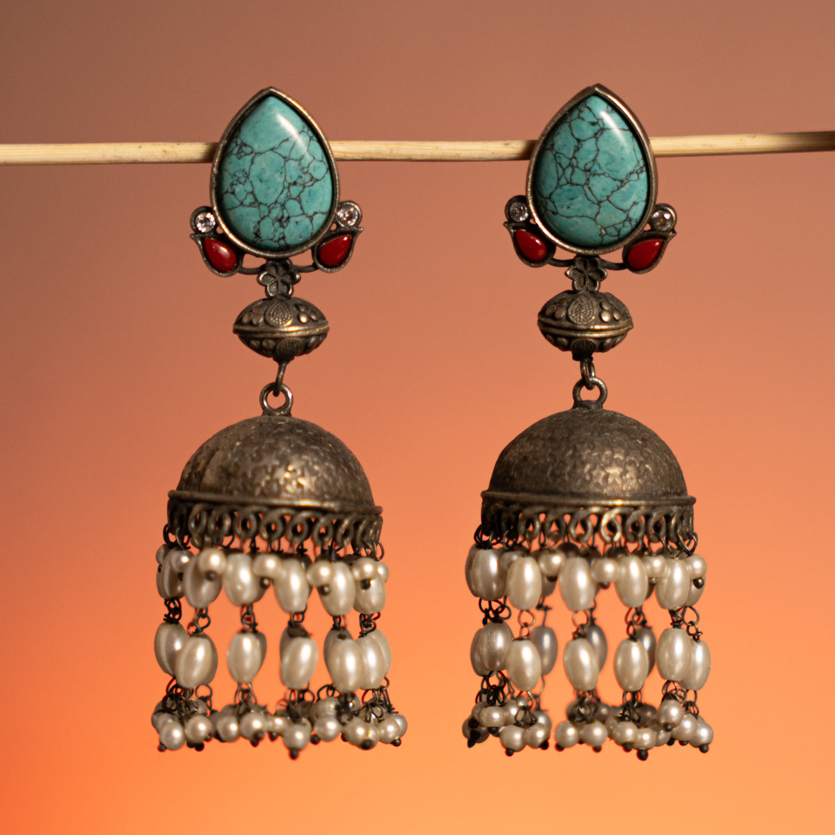 AARADHYA HANDMADE RAW AND RUSTIC EARRINGS/JHUMKAS STUDS ER726