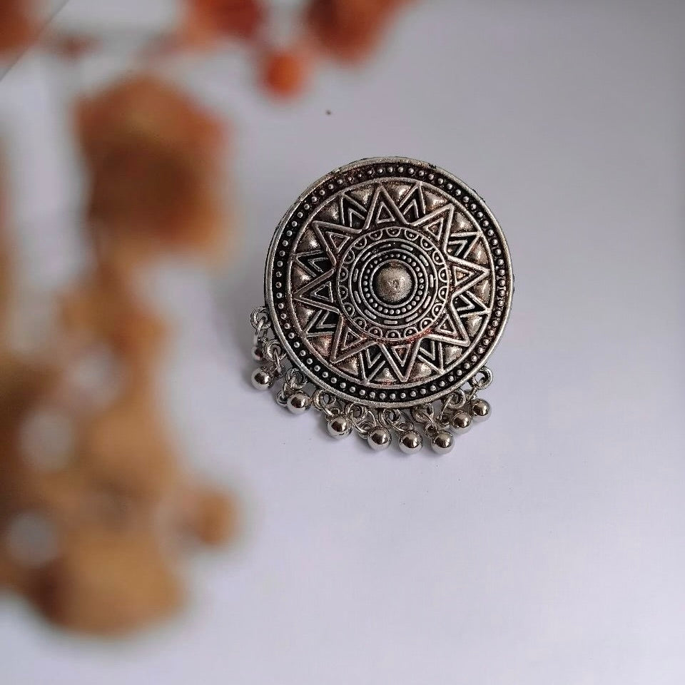 SHINARA OXIDIZED FINISH STONE RING R92