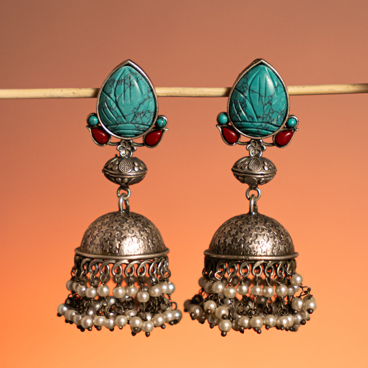 AARADHYA HANDMADE RAW AND RUSTIC EARRINGS/JHUMKAS STUDS ER726