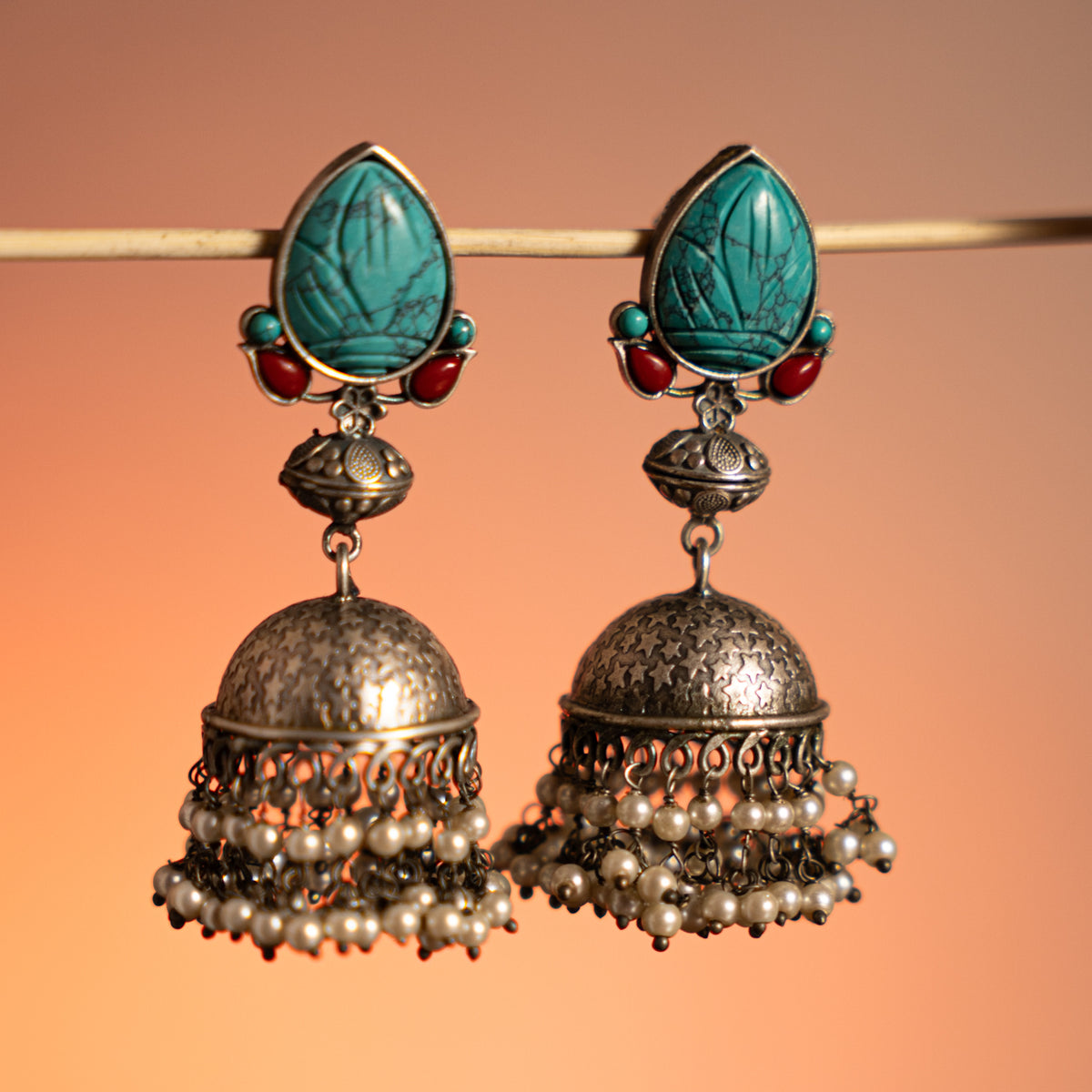 AARADHYA HANDMADE RAW AND RUSTIC EARRINGS/JHUMKAS STUDS ER726