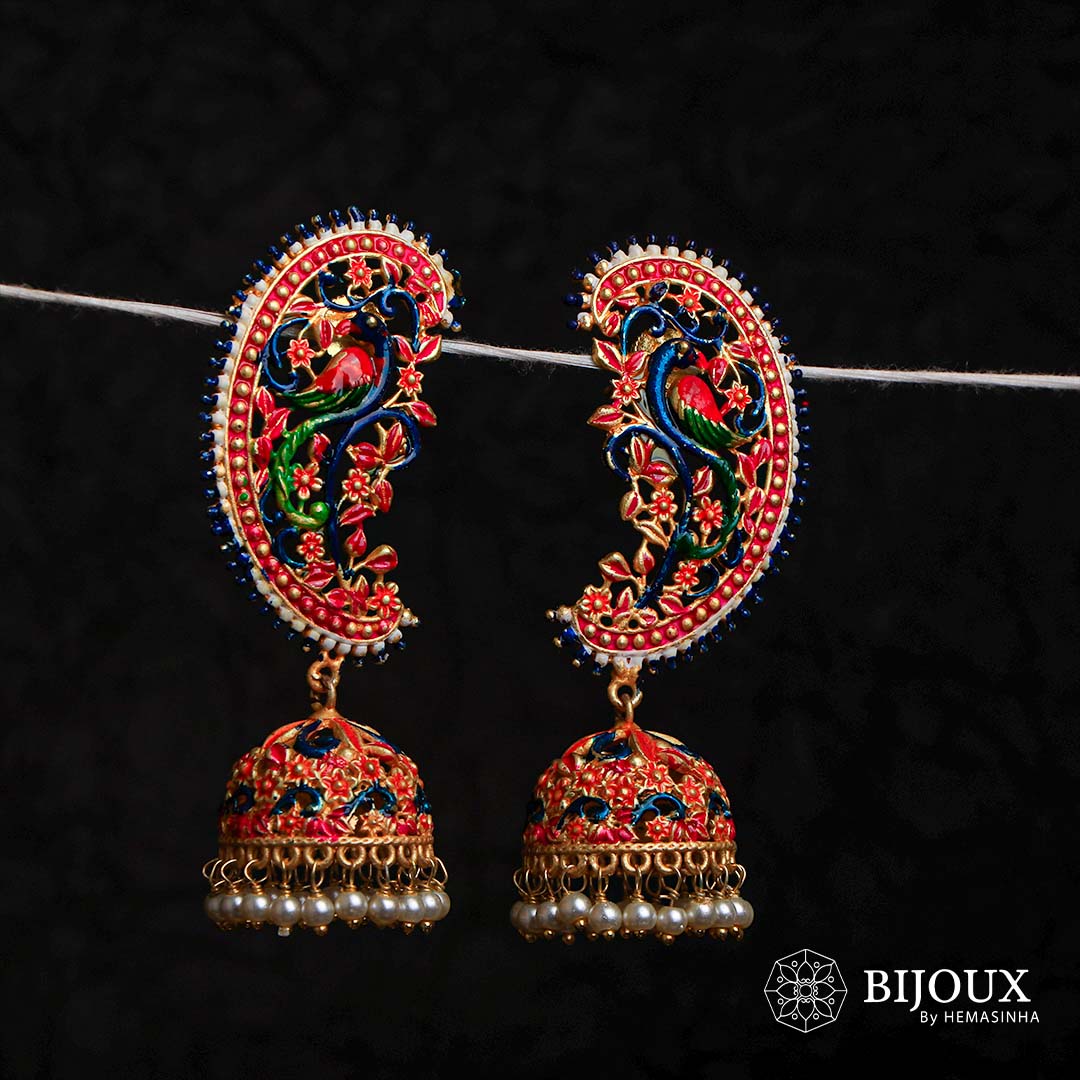 HITA GOLD TONE SEMI HANDMADE EARRINGS/JHUMKAS ER604