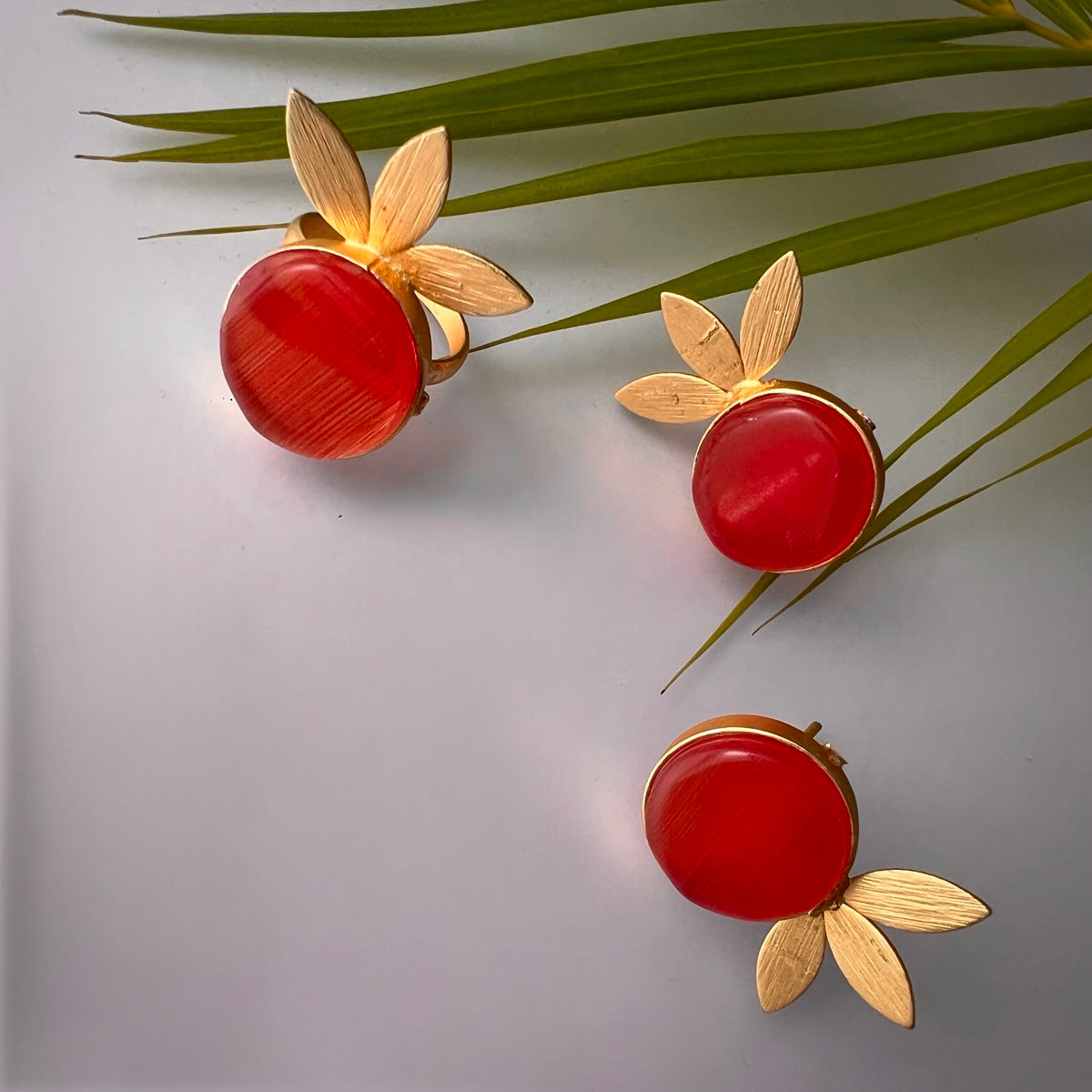 ROXANIA SET RING EARRING AND NECKLACE HANDMADE GOLD TONED PREMIUM NECKLACE/NECKPIECE EARRING SET NL30