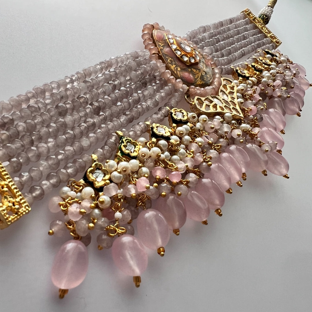 NIKILA ONEX BEADS LAC AND KUNDAN BIJOUX PREMIUM AND EXCLUSIVE HANDMADE CHOKER WITH EARRINGS CH396