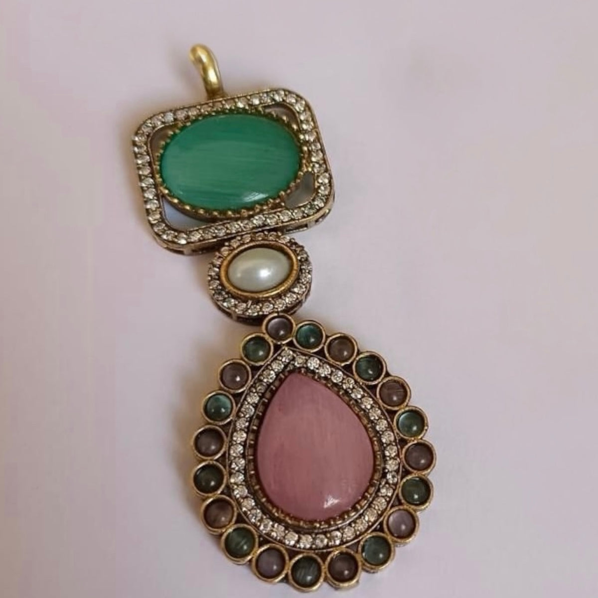 KENISHA SEMI HANDMADE MONALISA STONES NECKPIECE/NECKLACE EARRINGS NL327