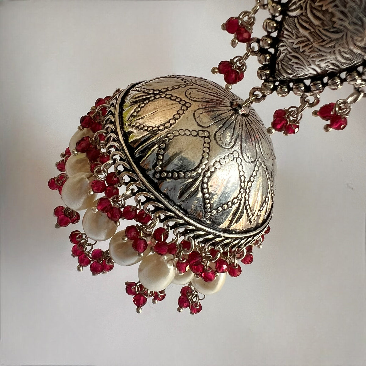 JONIDA SILVER LOOK ALIKE HANDMADE JHUMKAS ER578