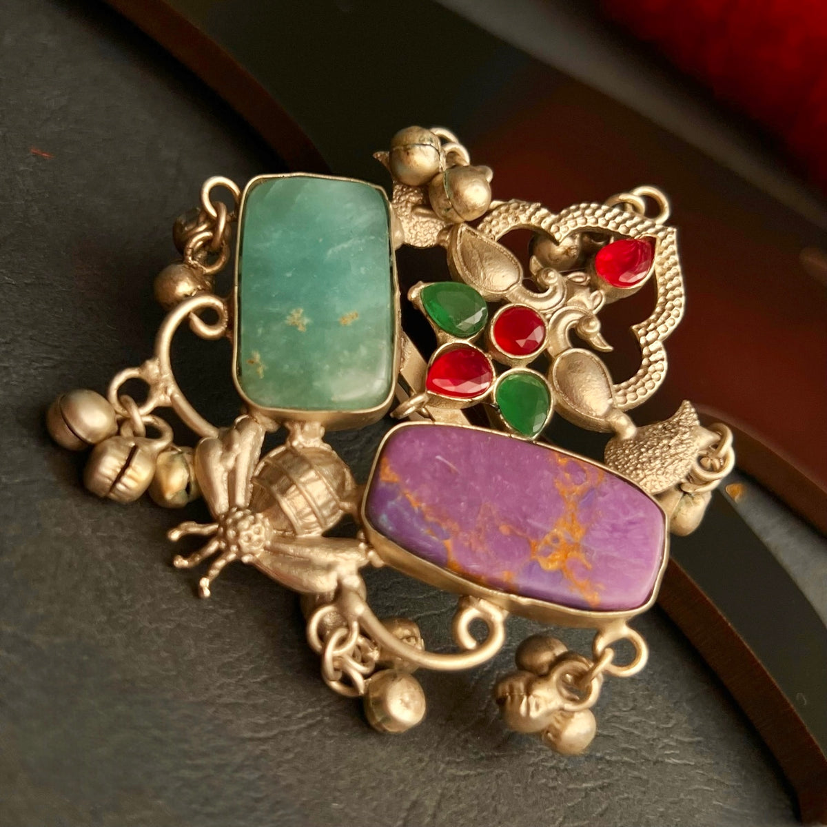 RITU PREMIUM HANDMADE NATURAL STONES SILVER POLISH RING R62