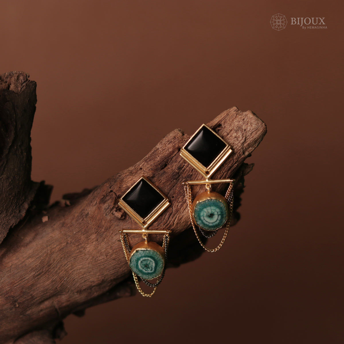 DIA RING MONALISA & DRUZY TREASURE HANDMADE AND HAMD HAMMERED EARRINGS ER77