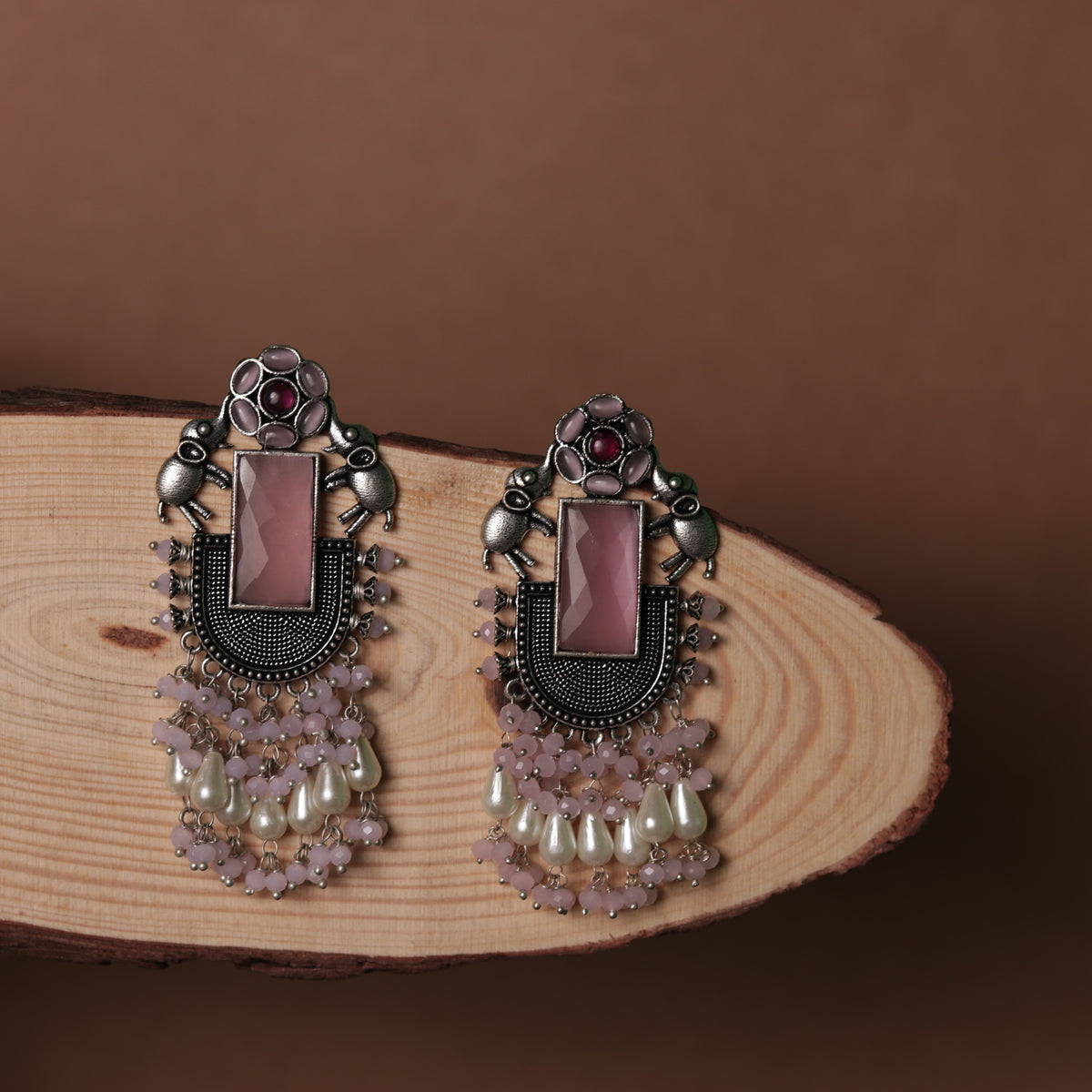 ELEPHANT VERDE OXIDIZED MONOLISA STONE SEMI HANDMADE ER117