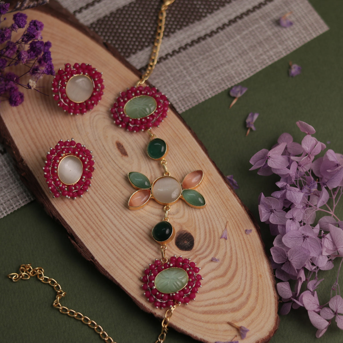 NIRASHA BIJOUX HANDMADE MONALISA MINIMALIST CHOKER WITH EARRINGS CH45