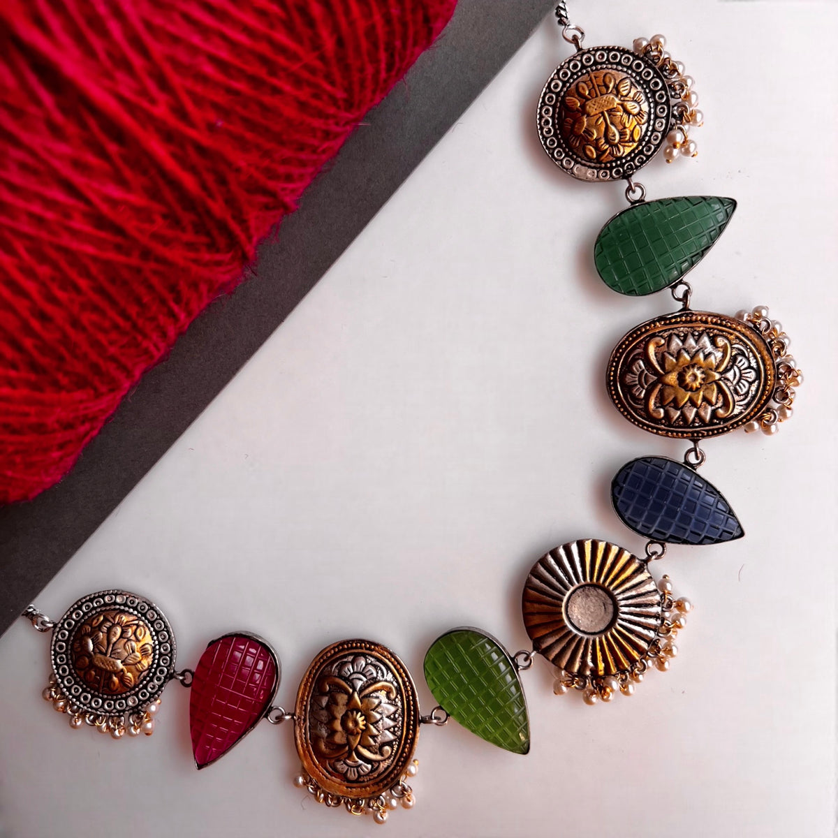 RITHANA BIJOUX PREMIUM AND EXCLUSIVE HAND HAMMERED HANDMADE CHOKER WITH EARRINGS CH101