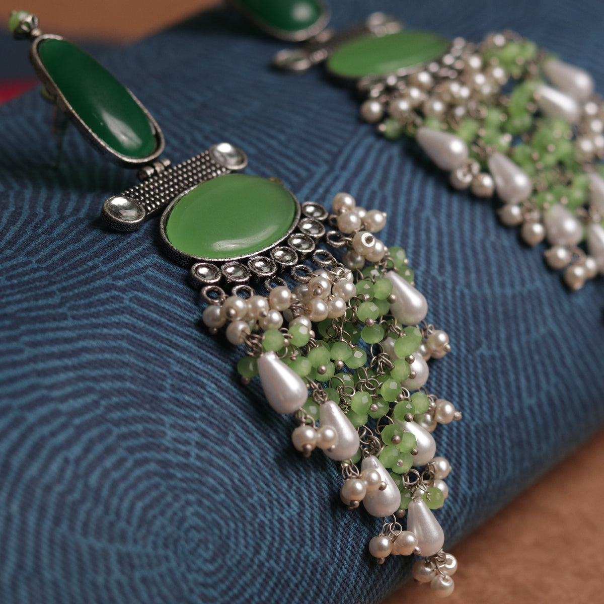 OVAL MYSTIC MONALISA STONE  SEMI-HANDMADE  EARRINGS  ER47