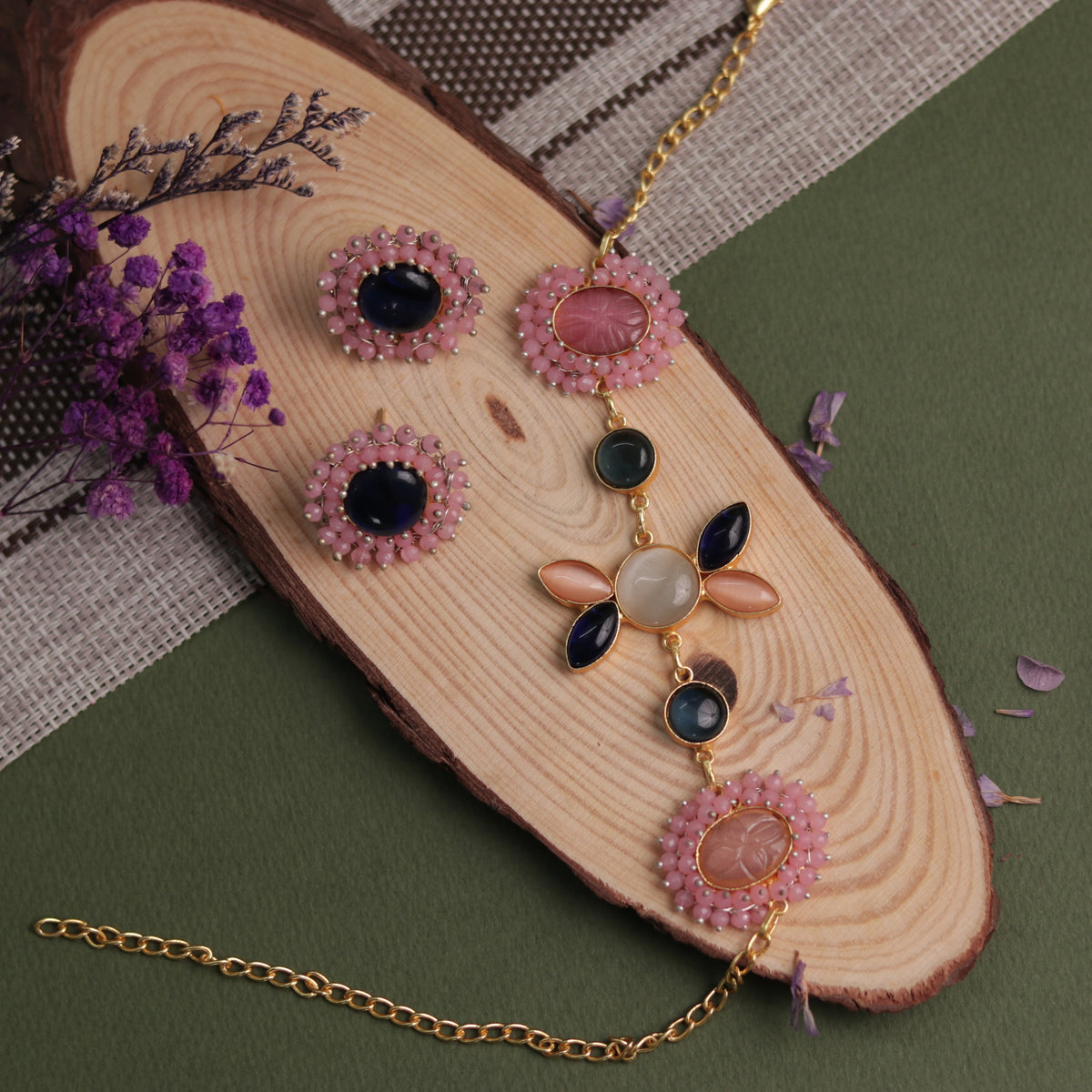 NIRASHA BIJOUX HANDMADE MONALISA MINIMALIST CHOKER WITH EARRINGS CH45