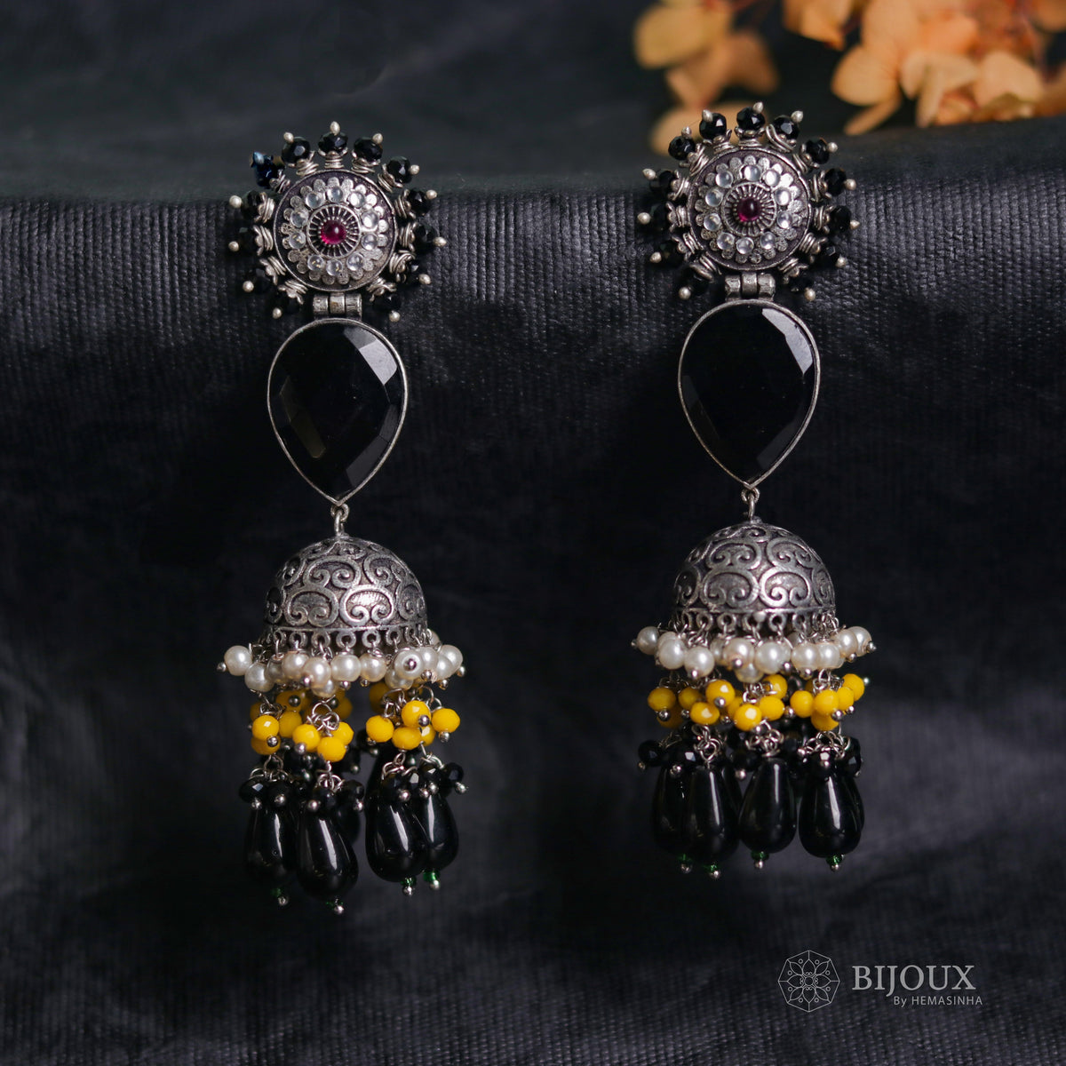 MOONLITE CASCADE MONALISA STONE SEMI-HANDMADE JHUMKA ER49