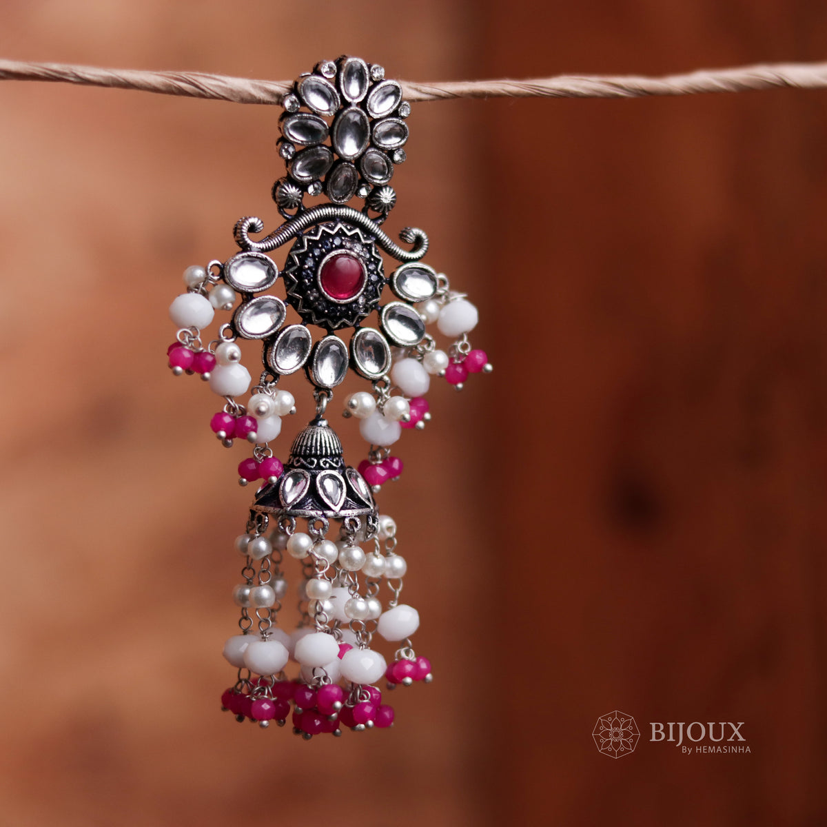 REGAL RUST OXIDIZED SEMI HANDMADE JHUMKAS ER60