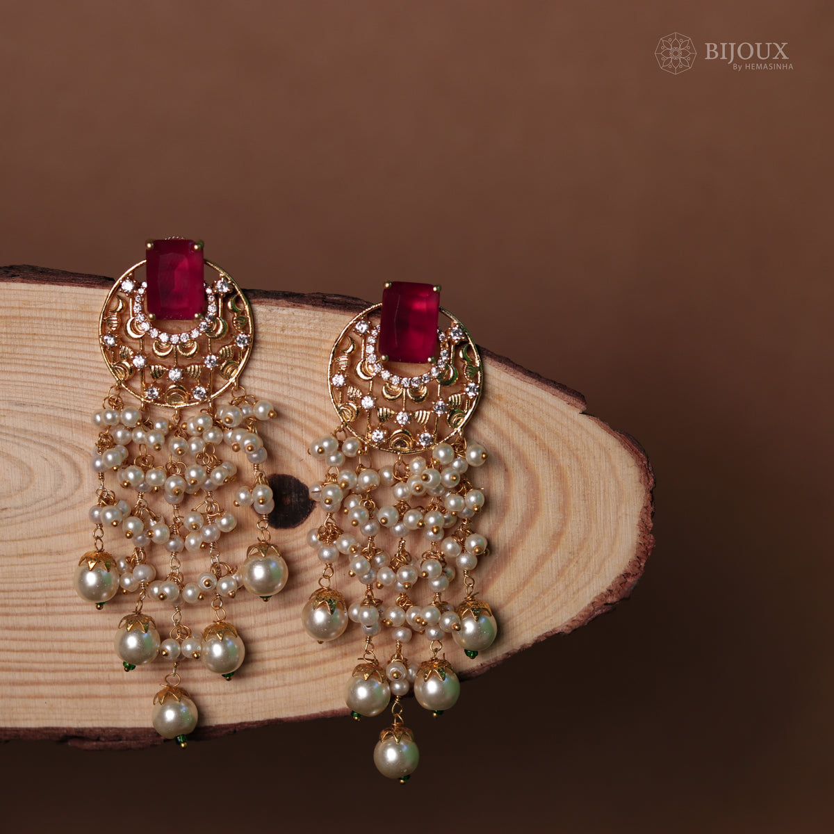 STARLITE TEARDROP STONE WITH  PEARL DROP SEMI HANDMADE DANGLER ER80