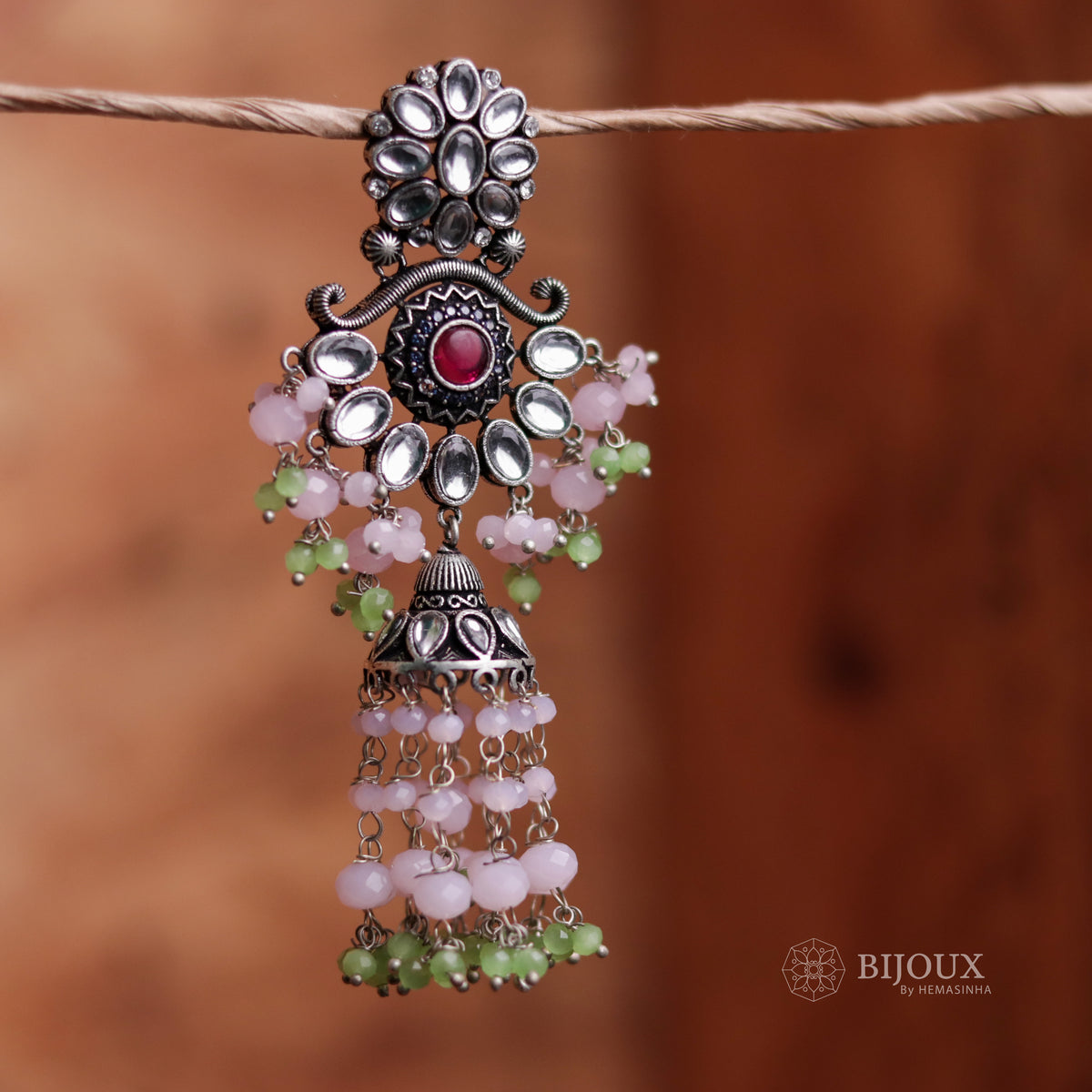 REGAL RUST OXIDIZED SEMI HANDMADE JHUMKAS ER60