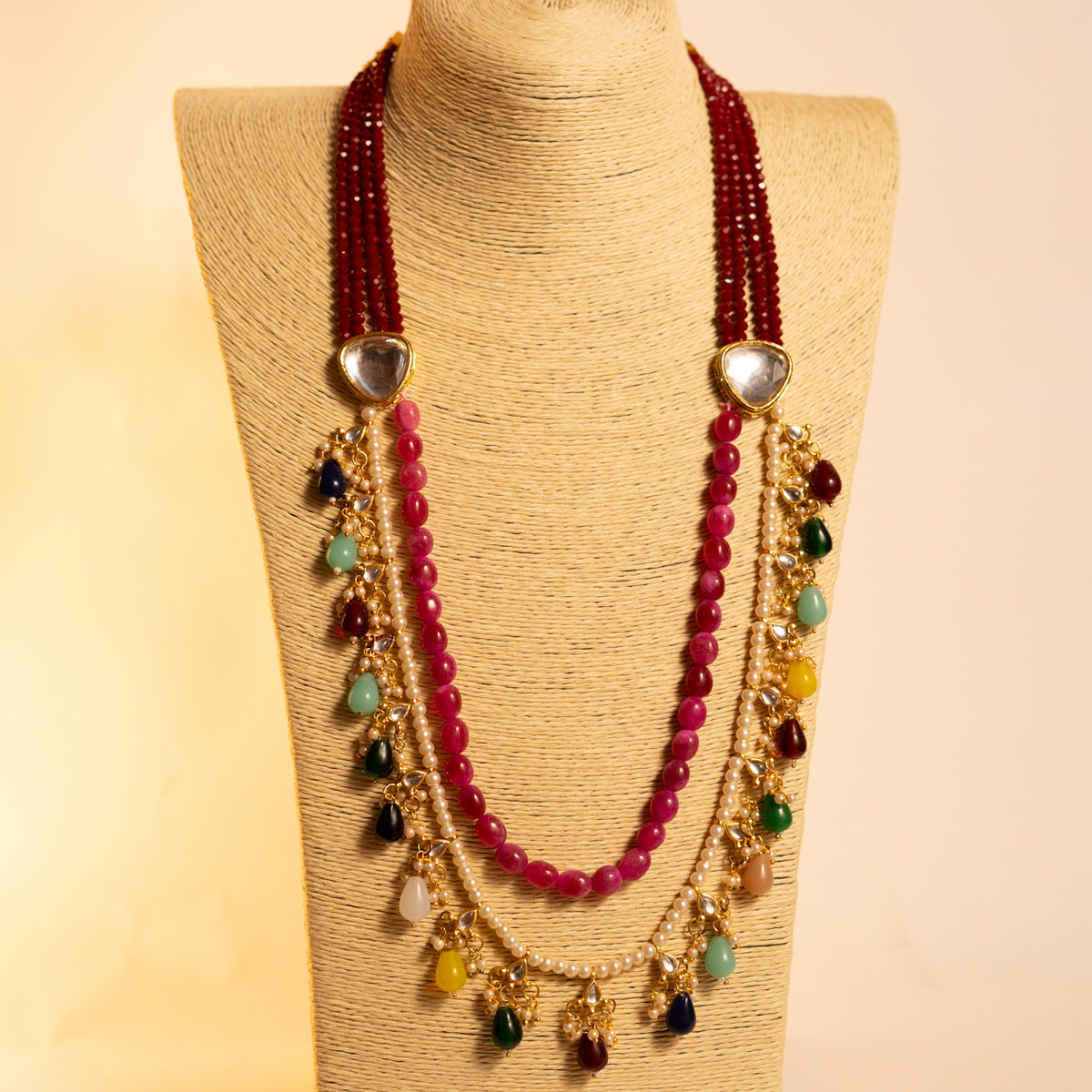 ARISHA RUSTIC FINISH MONALISA BEADS AND KUNDAN HANDMADE MALA ML21