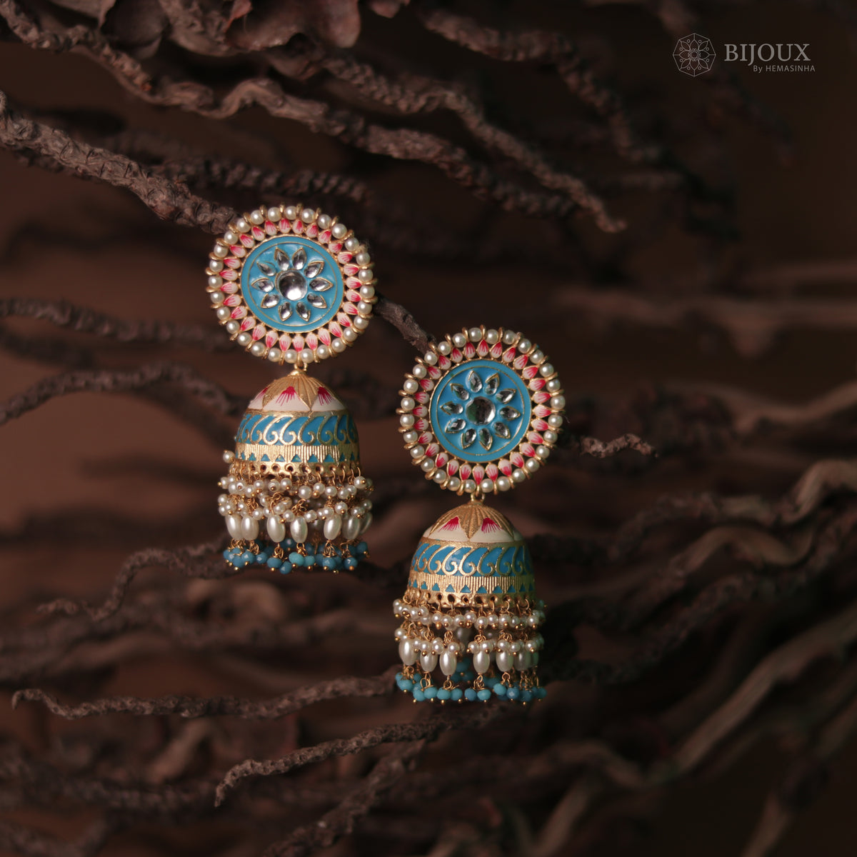SUNNY SERENITY ETHNIC MEENAKARI SEMI HANDMADE JHUMKAS ER68