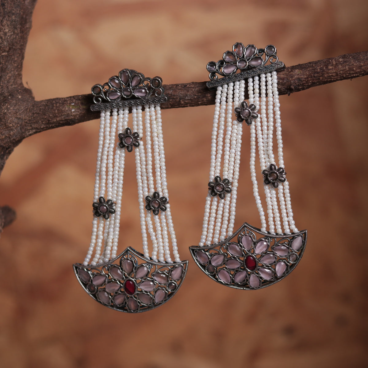 JODHA SILVER LOOK ALIKE SEMI-HANDMADE EARRINGS ER52