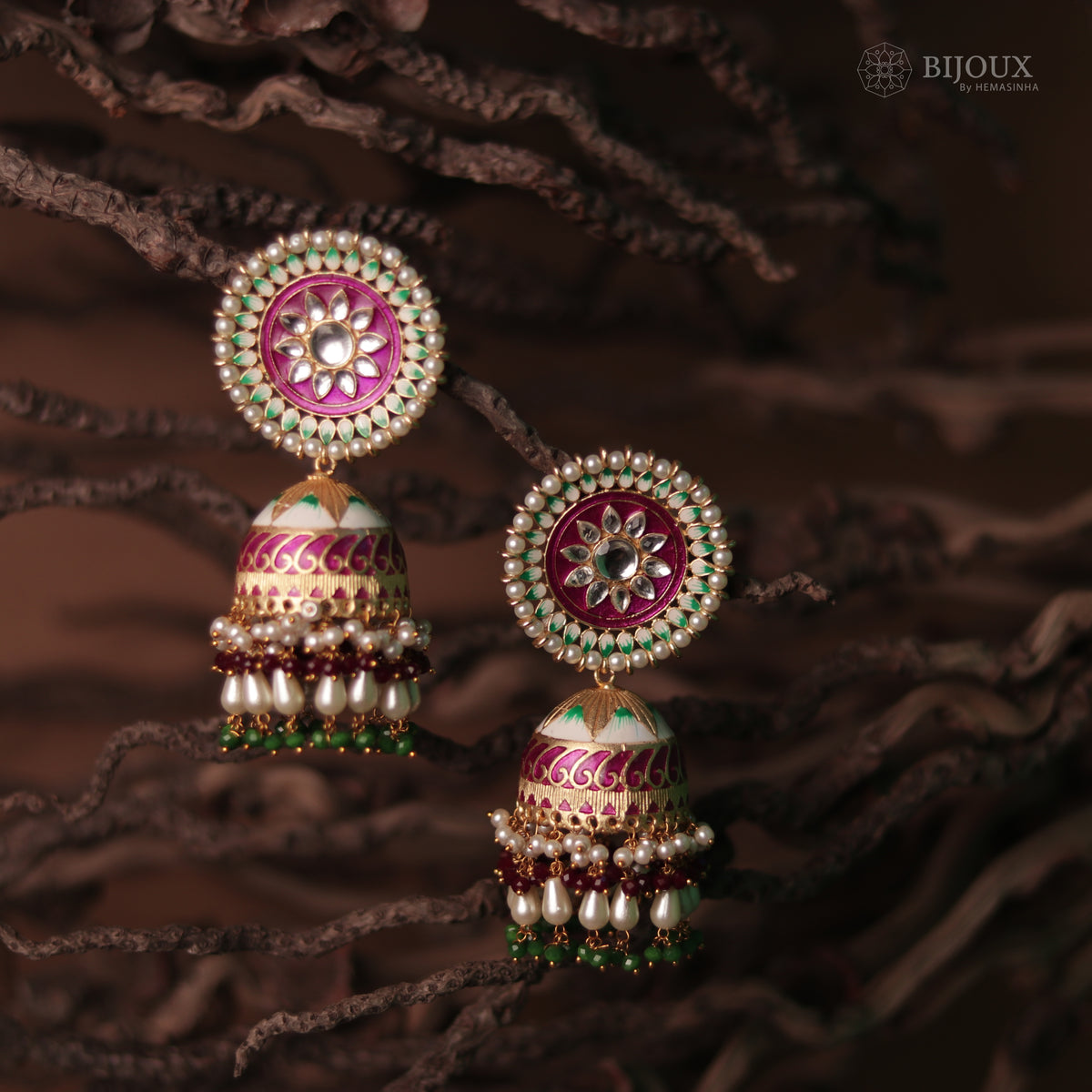 SUNNY SERENITY ETHNIC MEENAKARI SEMI HANDMADE JHUMKAS ER68