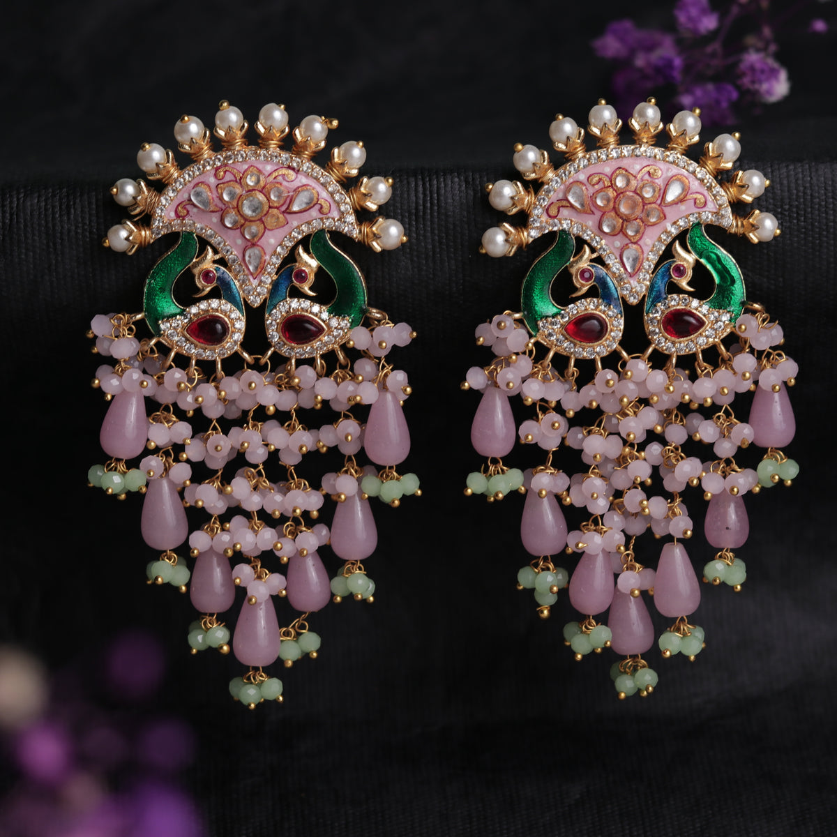 OPULENCE HANDMADE AND HANDPAINTED MONALISA BEADED EARRING ER41