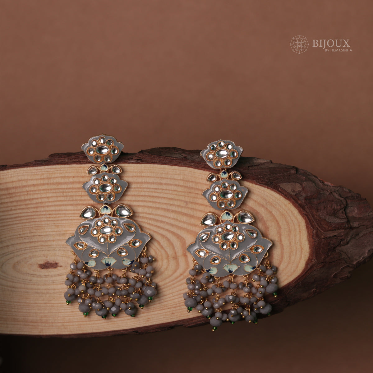 TRINITY SPARKLE LAYERED SEMI HANDMADE AND HAND PAINTED EARRINGS ER82