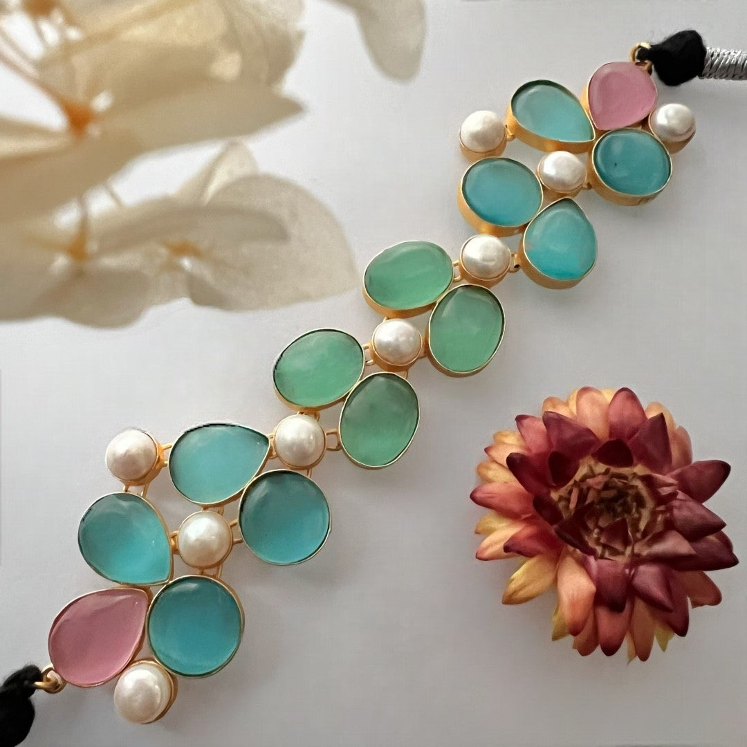 BAGYA BIJOUX PREMIUM AND EXCLUSIVE HANDMADE MONALISA CHOKER WITH EARRINGS CH405