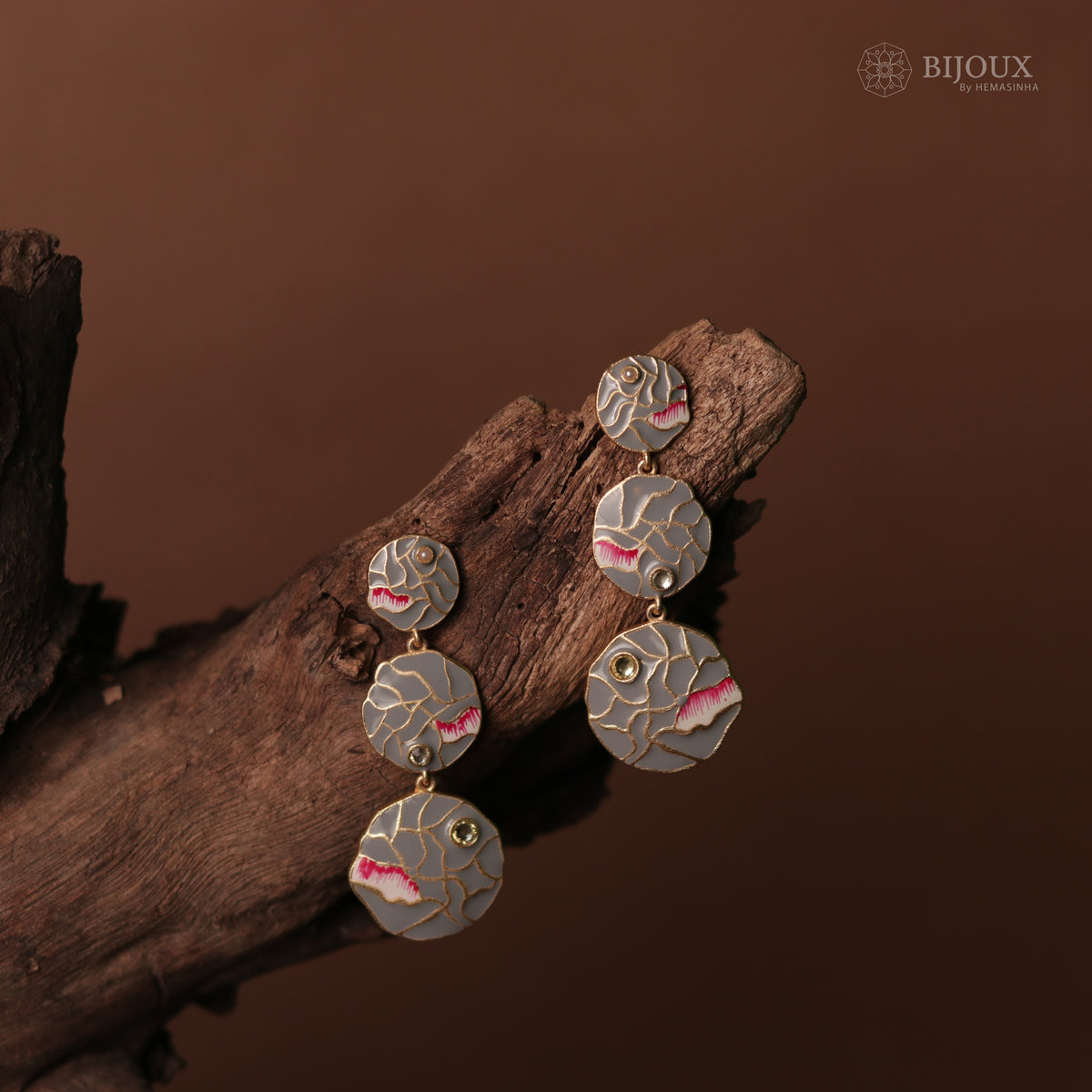 VIBRANT LAYERED MEENAKARI HANDMADE AND HAND HAMMERED EARRINGS ER75